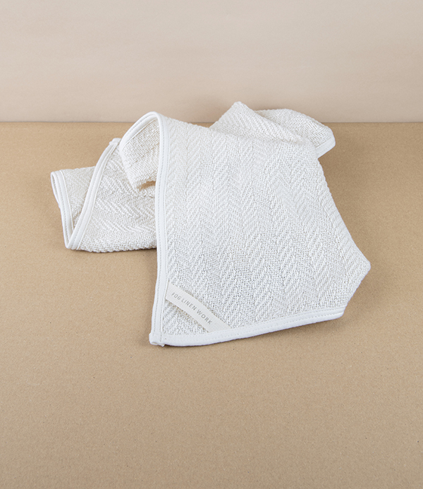 Lithuanian Cotton Hand Towel with Herringbone Weave