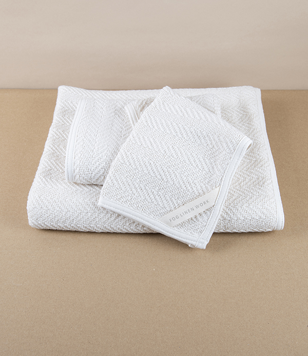 Lithuanian Cotton Wash Cloth with Herringbone Weave