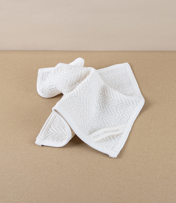 Lithuanian Cotton Wash Cloth with Herringbone Weave