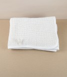 Lithuanian Cotton Knitted Baby Blanket, Ivory
