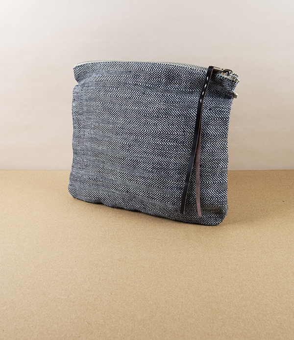 Lithuanian Linen Zippered Pouch, Herringbone