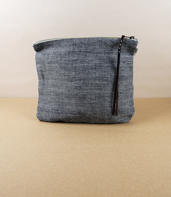 Lithuanian Linen Zippered Pouch, Herringbone