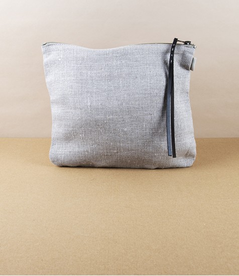 Lithuanian Linen Zippered Pouch, Natural