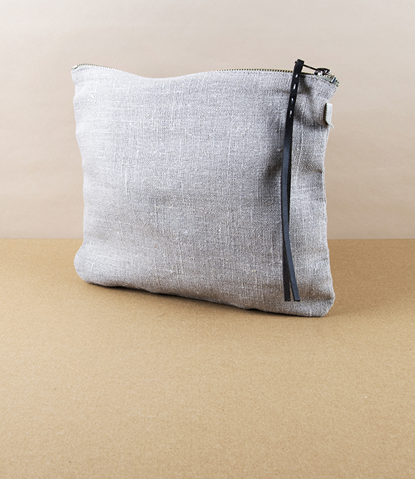 Lithuanian Linen Zippered Pouch, Natural