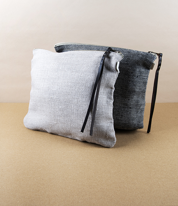 Lithuanian Linen Zippered Pouch, Natural