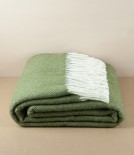 All-Finnish Herringbone Weave Wool Blanket, Olive