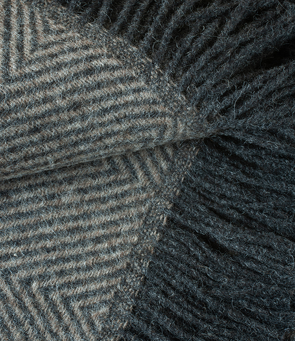 Finnish 100% Wool Blanket, Diamond Pattern, Beige/Black