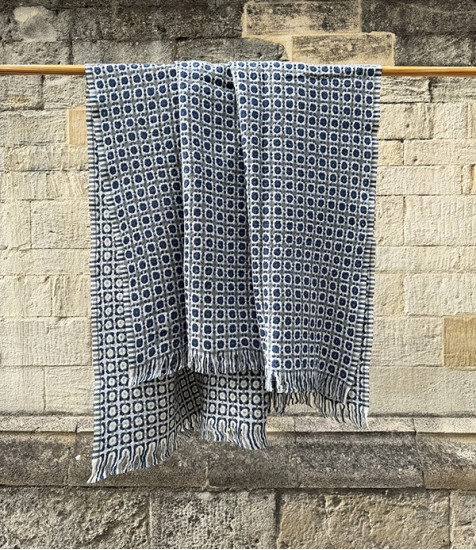 Finnish 'Corona' Wool Blanket, Grey & Rainy Blue
