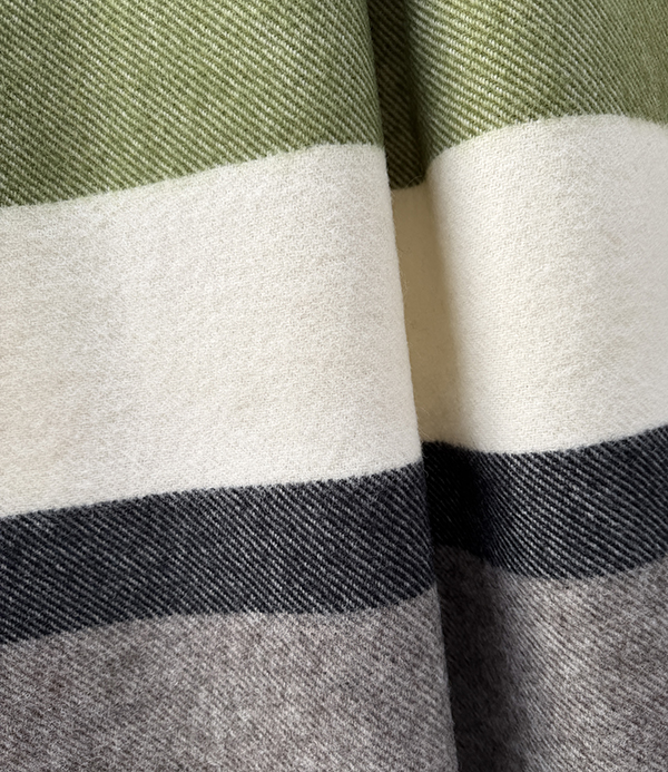 Finnish 'Lakeus' Wool Blanket, Nature's Brown & Olive Stripe