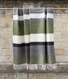 Finnish 'Lakeus' Wool Blanket, Nature's Brown & Olive Stripe