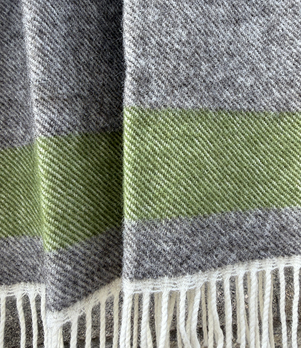 Finnish 'Lakeus' Wool Blanket, Nature's Brown & Olive Stripe