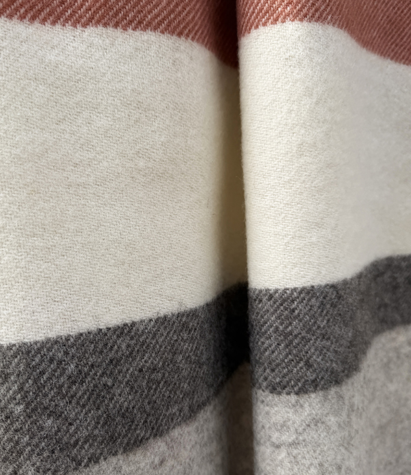 Finnish 'Lakeus' Wool Blanket, Grey & Cinnamon Stripe