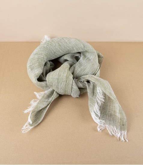 Finnish Lightweight Linen Foulard, Olive