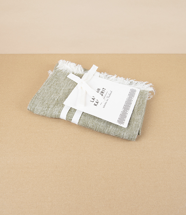 Finnish Lightweight Linen Foulard, Olive
