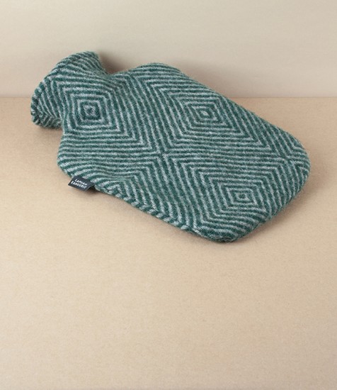 Finnish Wool Covered Hot Water Bottle, Green / Grey