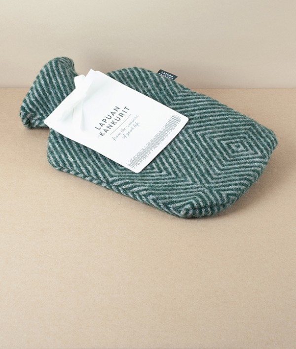 Finnish Wool Covered Hot Water Bottle, Green / Grey