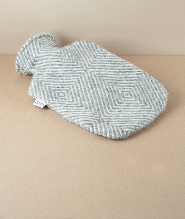 Finnish Wool Covered Hot Water Bottle, Grey / White