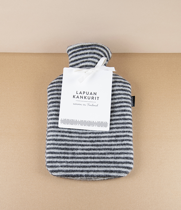 Finnish Wool 'Katti' Hot Water Bottle, Black Stripe