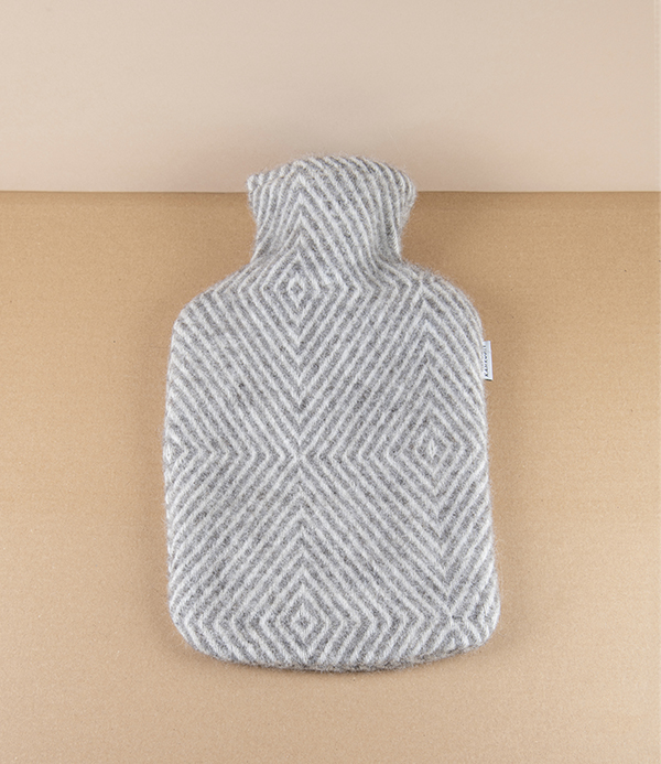 Finnish Wool ‘Maria’ Hot Water Bottle, Grey Diamond