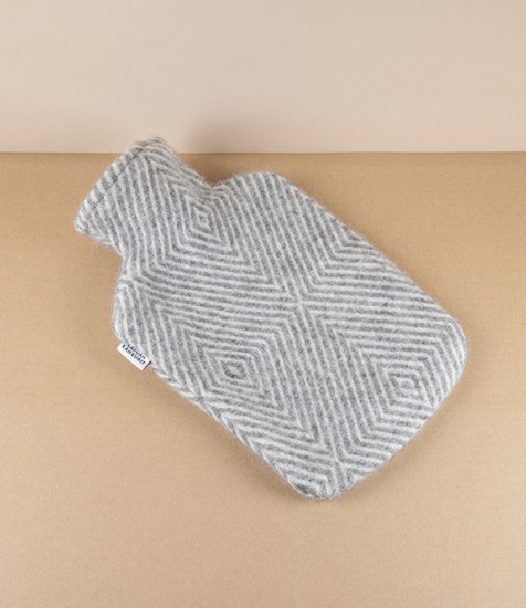 Finnish Wool ‘Maria’ Hot Water Bottle, Grey Diamond