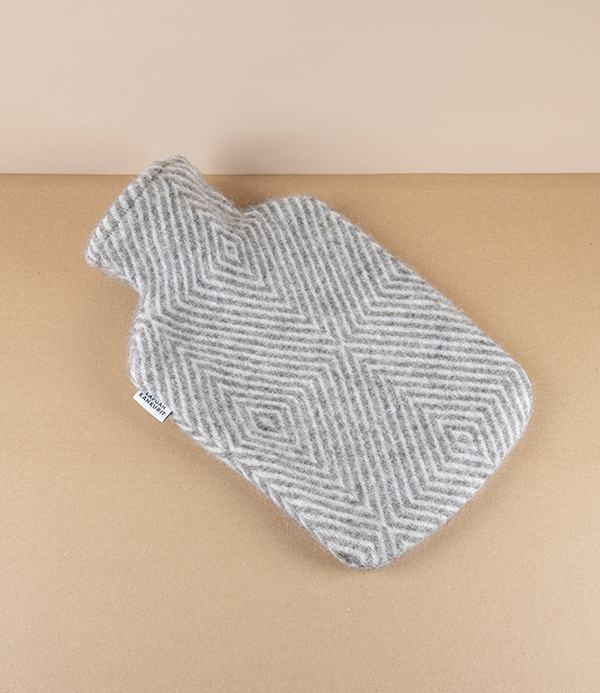 Finnish Wool ‘Maria’ Hot Water Bottle, Grey Diamond