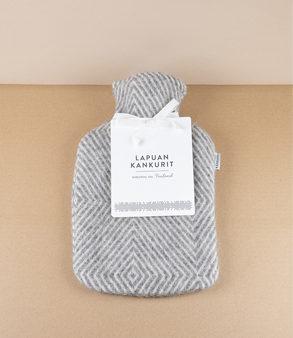 Finnish Wool ‘Maria’ Hot Water Bottle, Grey Diamond