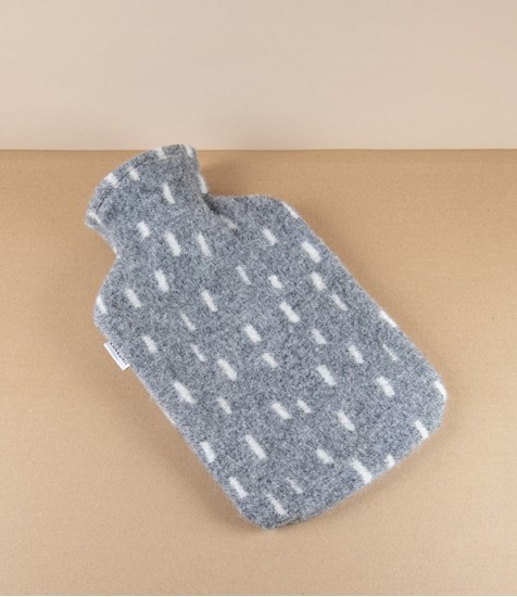 Finnish Wool ‘Pyry’ Hot Water Bottle, Grey & White