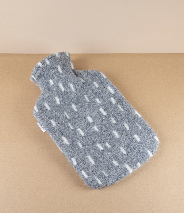 Finnish Wool ‘Pyry’ Hot Water Bottle, Grey & White