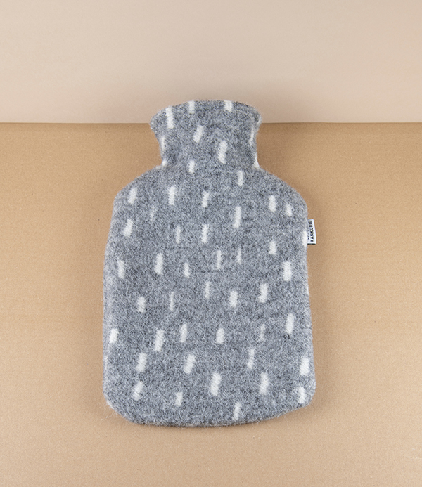 Finnish Wool ‘Pyry’ Hot Water Bottle, Grey & White