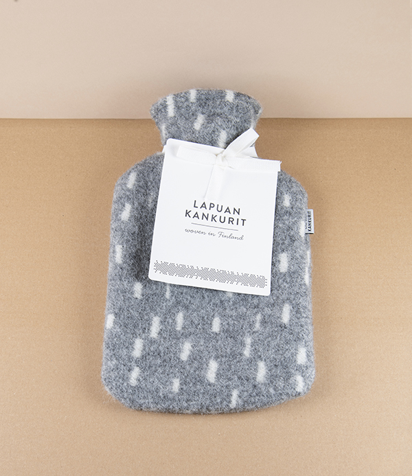 Finnish Wool ‘Pyry’ Hot Water Bottle, Grey & White