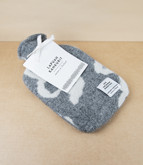 Finnish Wool 'Saimaannorppa' Hot Water Bottle, White Grey