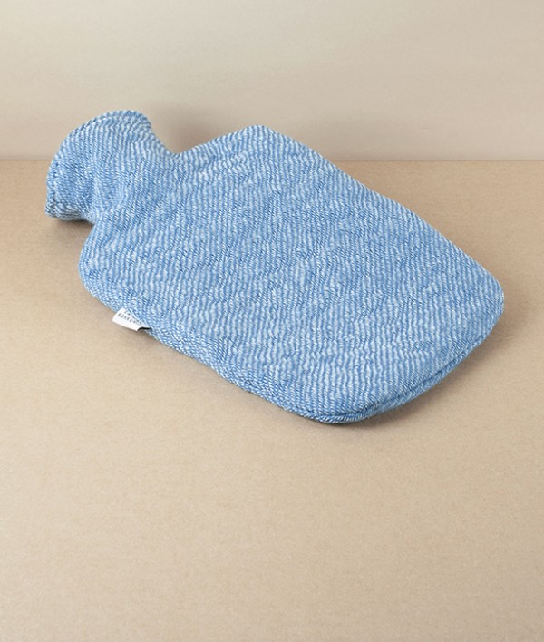 Finnish Wool Covered Hot Water Bottle, Rainy Blue