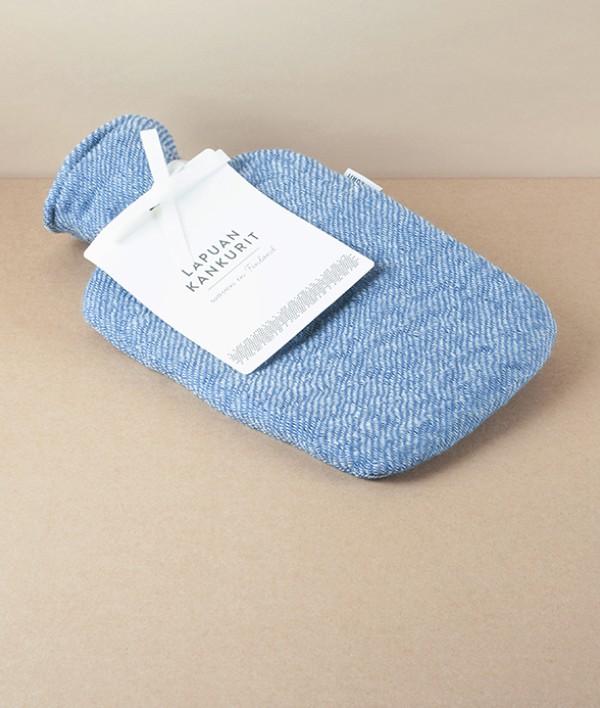 Finnish Wool Covered Hot Water Bottle, Rainy Blue