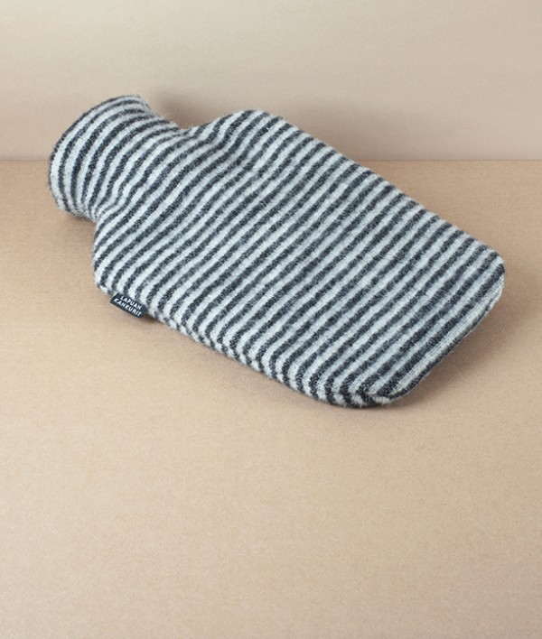 Finnish Wool Covered Hot Water Bottle, Black/Grey
