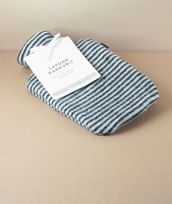 Finnish Wool Covered Hot Water Bottle, Black/Grey