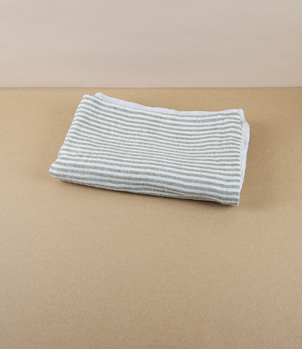 Finnish Linen 'Kaisla' Cushion Cover, Olive & Natural