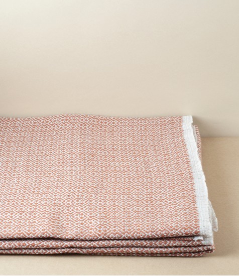 Finnish Merino Wool Patterned 'Koli' Blanket, Cinnamon