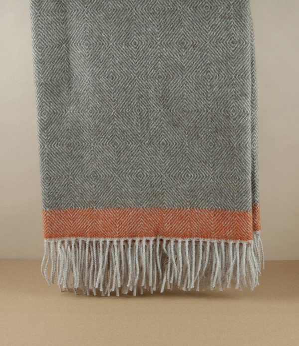Finnish 'Rauha' Pure Wool Blanket, Brown & Rust