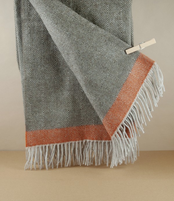 Finnish 'Rauha' Pure Wool Blanket, Brown & Rust