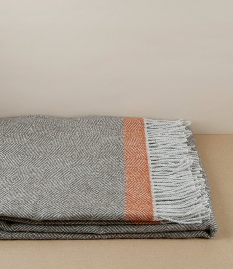 Finnish 'Rauha' Pure Wool Blanket, Brown & Rust