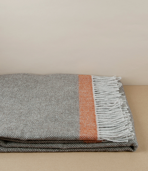 Finnish 'Rauha' Pure Wool Blanket, Brown & Rust