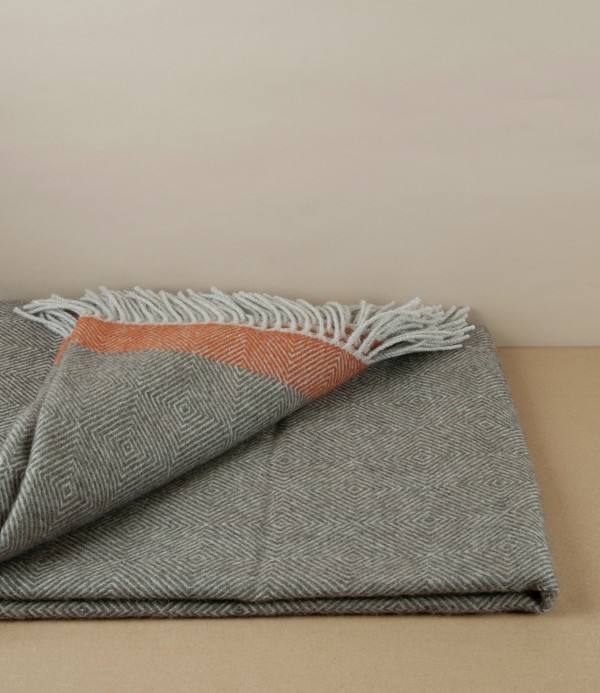Finnish 'Rauha' Pure Wool Blanket, Brown & Rust
