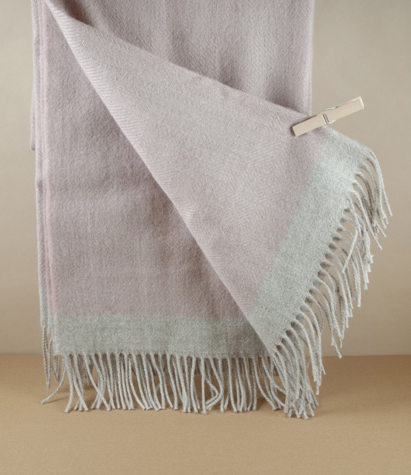 Finnish 'Rauha' Pure Wool Blanket, Rose & Beige