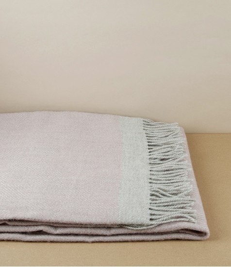 Finnish 'Rauha' Pure Wool Blanket, Rose & Beige