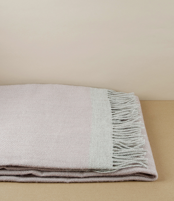 Finnish 'Rauha' Pure Wool Blanket, Rose & Beige