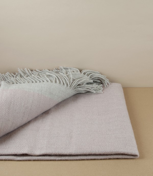 Finnish 'Rauha' Pure Wool Blanket, Rose & Beige