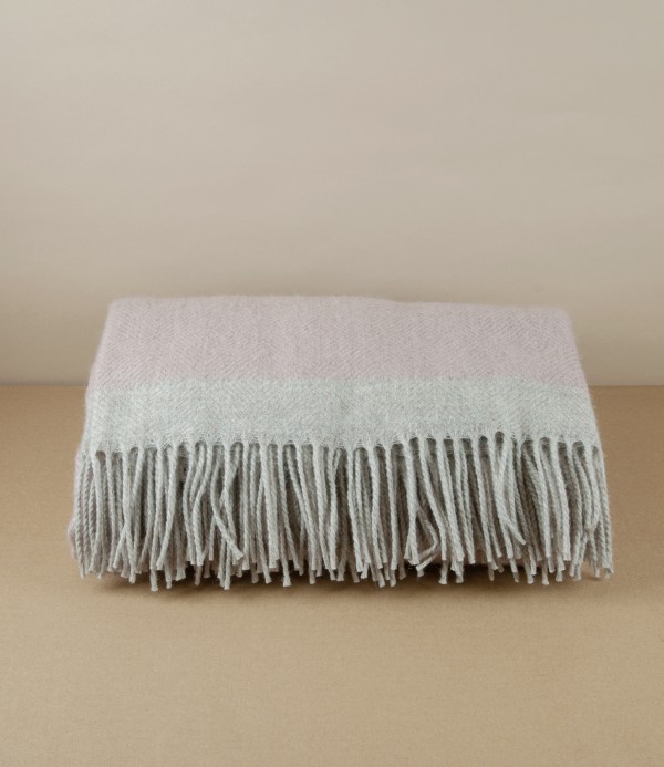 Finnish 'Rauha' Pure Wool Blanket, Rose & Beige