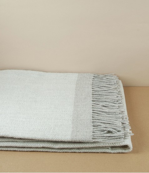 Finnish 'Rauha' Pure Wool Blanket, White & Beige
