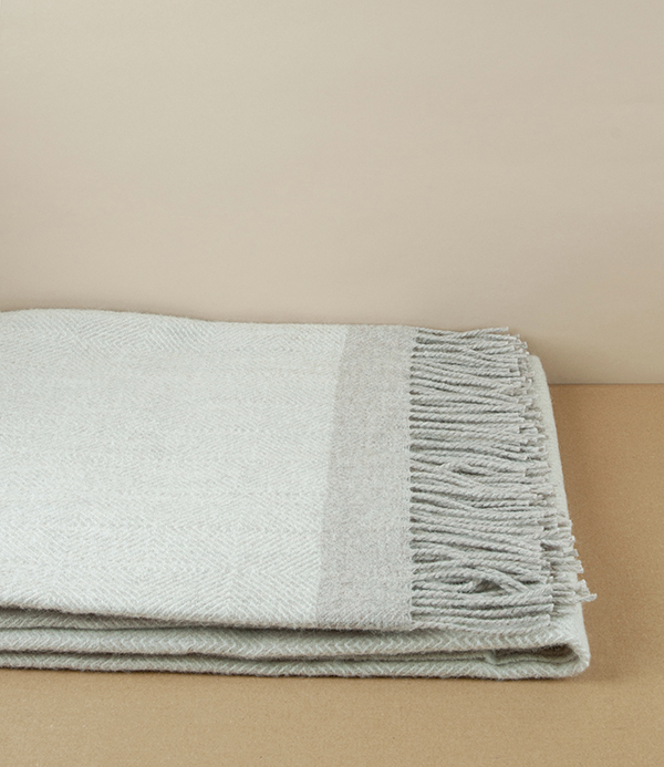 Finnish 'Rauha' Pure Wool Blanket, White & Beige