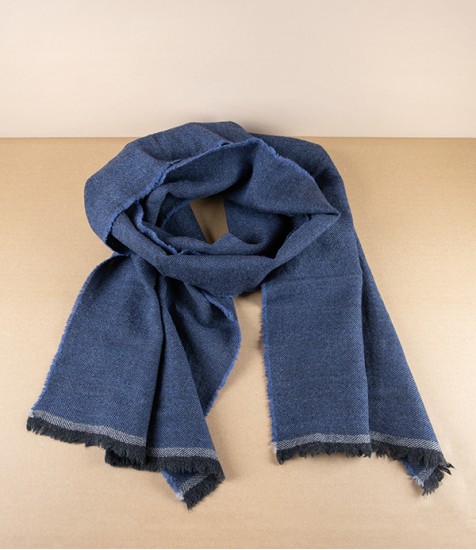 Finnish Merino Wool ‘Viiru’ Scarf, Black & Blue